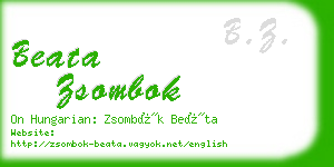 beata zsombok business card